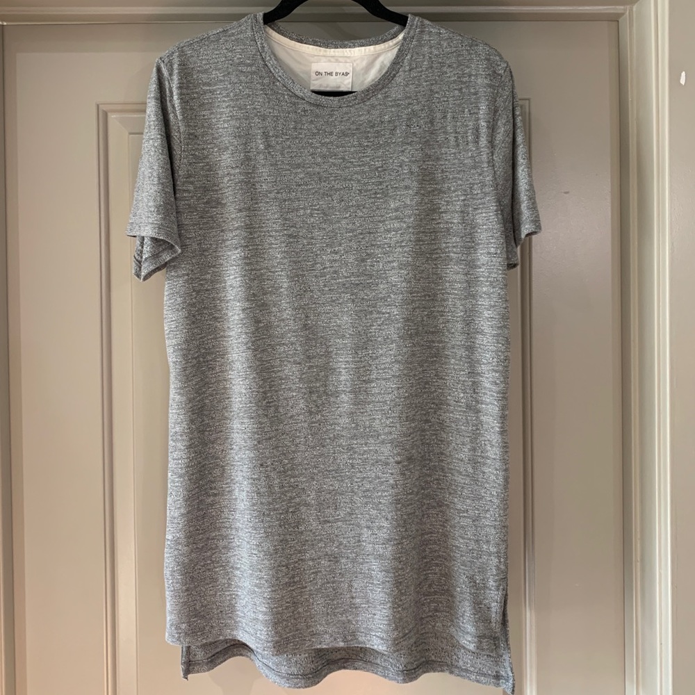 Pacsun On The Byas slim long fit tee shirt Gray